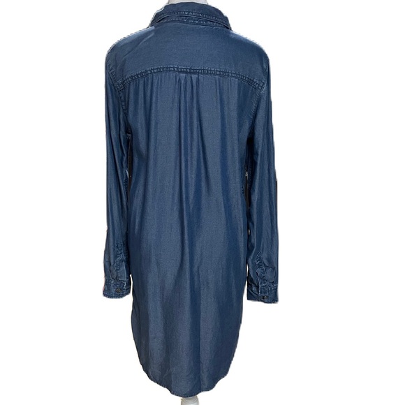 Gap Blue Denim Chambray Long Sleeve Above Knee High-Low Shirt Dress Size Small - Picture 6 of 16
